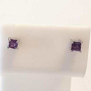 [블루케이] 실버925 자수정원석귀걸이240301-20사각