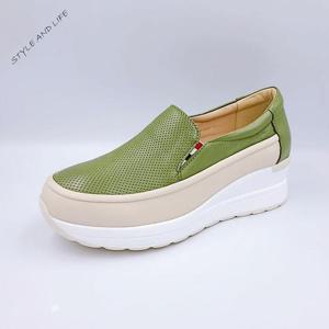 발편한 가죽 키높이 여성슬립온   swm24015 그린 5cm