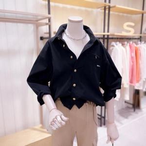 [시에로]  SK2SHF20M_밑단 스트링 크롭 셔츠