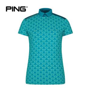 [PING] 여성 로고 패턴 카라 반팔 이너 티셔츠