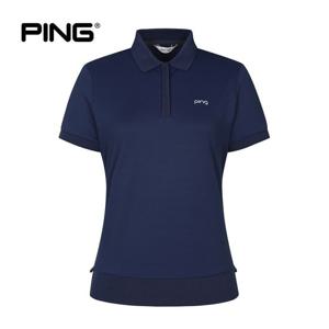 [PING] 여성 시보리 포인트 카라 반팔 티셔츠