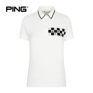 [PING] 여성 카라 포인트 로고 반팔 티셔츠