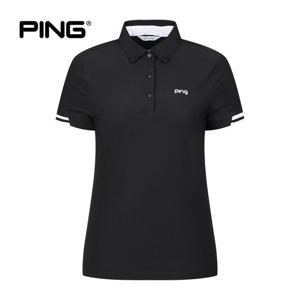 [PING] 여성 소매 시보리 카라 반팔 티셔츠