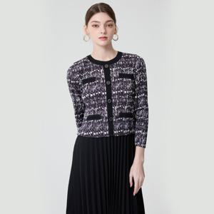 [요이츠]트위드 프린트 라운드 플리츠 롱 원피스_YI02WNPOP02