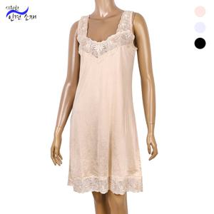 바풀 MG 180152 인견 자수 나시 원피스 슬립 (95~100)