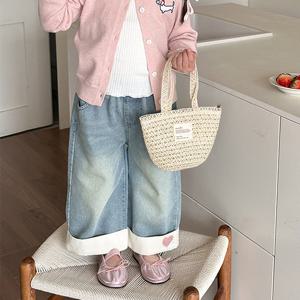 [엠케이] 하트와이드 연청 여아 데님밴딩청바지(90-120) 205380