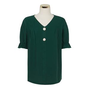 [클라비스]단추포인트 V넥 블라우스(CVBWA3701M)