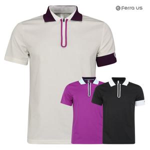 페라어스 남성 지퍼카라배색 니트 반팔 골프셔츠 CTM44R2047