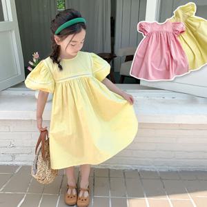 [엠케이] 벌룬펀칭 옐로우 핑크 여아 반팔원피스(7-13) 205446