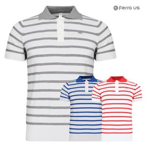 페라어스 남성 스트라이프 반팔 카라 여름 골프니트 CTM44R2189