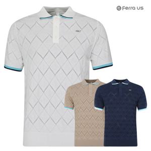 페라어스 남성 마름모펀칭 여름 반팔 카라 골프셔츠 CTM44R2144
