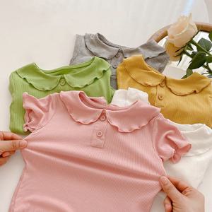 [엠케이] 반팔 날라리카라 아동 여아골지티셔츠(90-110) 205382