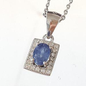 [블루케이] 블루사파이어원석 목걸이240510-19사각