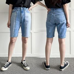 빅사이즈사랑해요 P324L405 배색라인데님5부반바지 LO