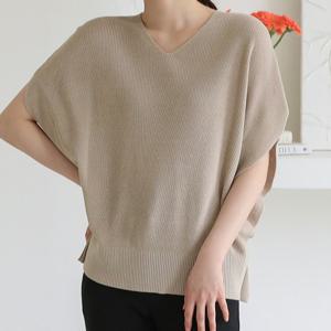 [바네사빈] 여름)루즈가오리핏 린넨 브이넥 니트 v00711