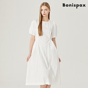 [보니스팍스]라운드 허리 스트링 퍼프 반팔 원피스 (XO2OW044L0)