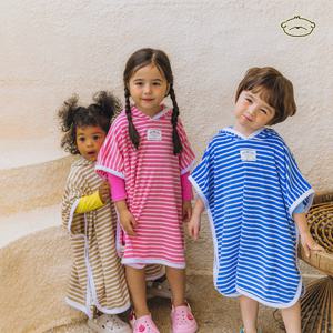 [엠케이] 테리 스트라이프 후드 목욕 비치가운(S-M) 800511