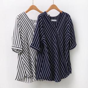 빅사이즈사랑해요 9840L405 사선시어서커블라우스 IR