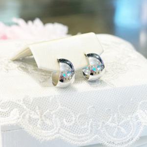 미니골드 14K [어썸 베이직] 화이트골드  할로우 볼륨 귀걸이 EAMM4013