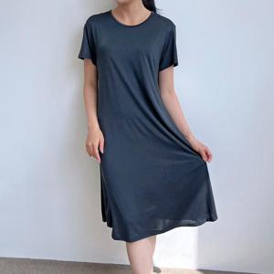 여성 잠옷 셀리나 가로줄 반팔 원피스