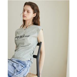 [에고이스트] EQ2CH662 레이스업 포인트 레터링 슬림 티셔츠 (24년 여름)