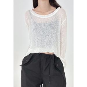 NONMOOD 라운드 시스루 긴팔티