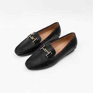 [신난다슈] 여성 로퍼 단화 2cm 플랫 구두 슬립온 소가죽 발편한 쿠션 GDR243025 블랙