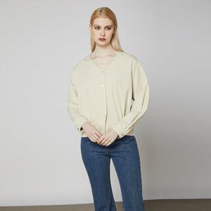 [보니스팍스(여성의류)]V넥 셔링 스냅버튼 긴팔셔츠 (XO1SH017M0)