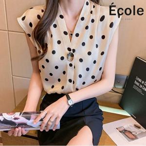 엘렌 버튼 도트 블라우스_F47WBB001Z