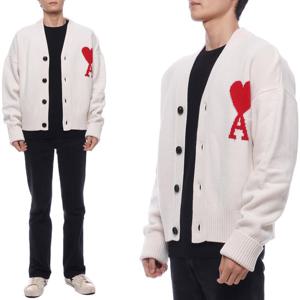 [아미(잡화)]24FW 남성 빅 하트 로고 울 가디건 (BFUKC002 018 154 M 24F)