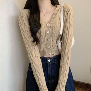 2컬러 데일리 브이넥 꽈배기 니트 가디건 LK-G027