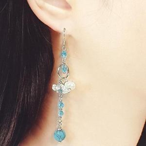 [블루케이] 크리스탈터키석 합성석 귀걸이240809-21