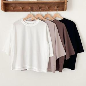 빅사이즈무지티 S587L408 위드라몬7부라운드티 SS