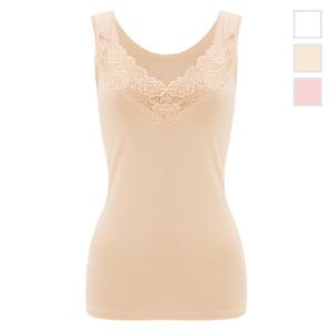 제임스딘 여성 편한 심플 순면 레이스 민소매 나시 런닝