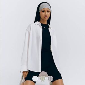 [지오다노/본사] 344908 여 포플린 루즈핏 셔츠