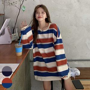 빅사이즈박스티 R221L409 이중스트라이프오버핏티 DK