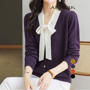 ATMARK 리본타이넥버튼니트_AA46KN065G