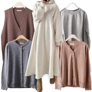 중년 빅사이즈 후드 롱 원피스 엄마옷가디건 니트조끼