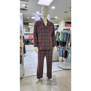 비너스슈 세이브존08 선염체크 커플 면기모 남성파자마 YPA6331M(GY)