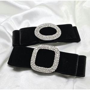 큐빅 미들 벨벳 리본 자동핀