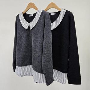 빅사이즈카라티 T005L410 패치워크줄지카라티 OL