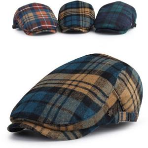 [디꾸보]울 체크 헌팅캡 플랫 모자 HN674NE