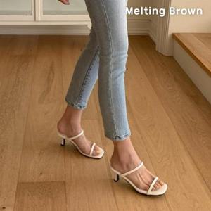 [멜팅브라운] 여성 데일리 스퀘어토 스트랩 미들힐 5color