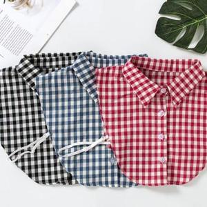 체크 레이어드 페이크 카라 DO0109