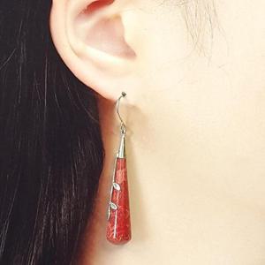 [블루케이] 실버925 레드목산호 원석 귀걸이241109-22
