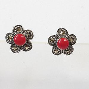 [블루케이] 실버925 산호 합성석 귀걸이241109-23