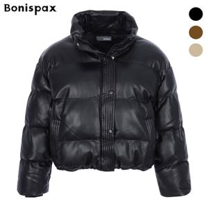 [보니스팍스(여성의류)]비건 레더 웰론 패딩 점퍼 (XOBJP015M0)