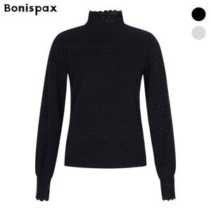 [보니스팍스(여성의류)]피치기모 레이스 하이넥 블라우스 (XOBSH008M0)