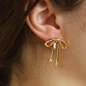 [엠던] 웨이브 리본 멜팅 귀걸이 포인트 매듭 이어링