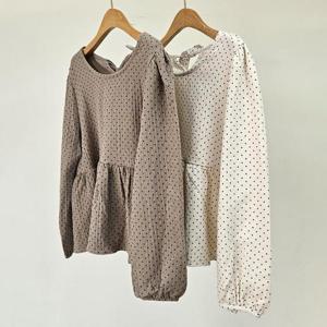 빅사이즈리본블라우스 T328L411 땡도트프릴셔링블라우스 YP